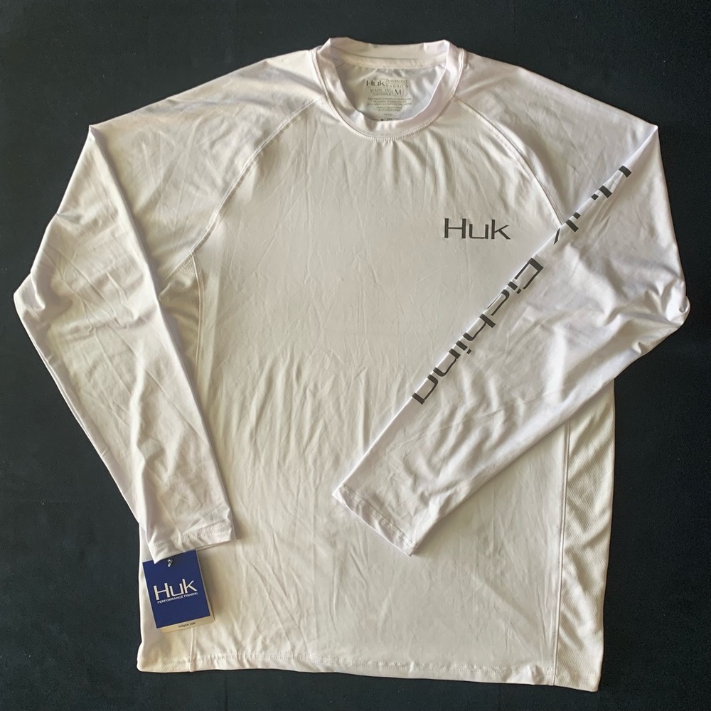 Huk white Fishing shirt back design